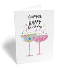 Contemporary Birthday Editable Illustrated Cocktail Glasses