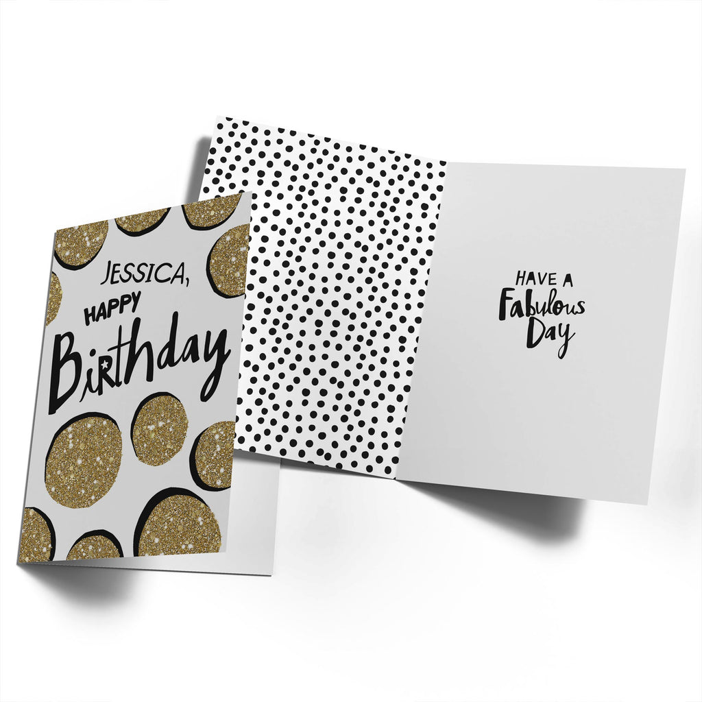 Contemporary Birthday Editable Glitter Effect Polka Dots