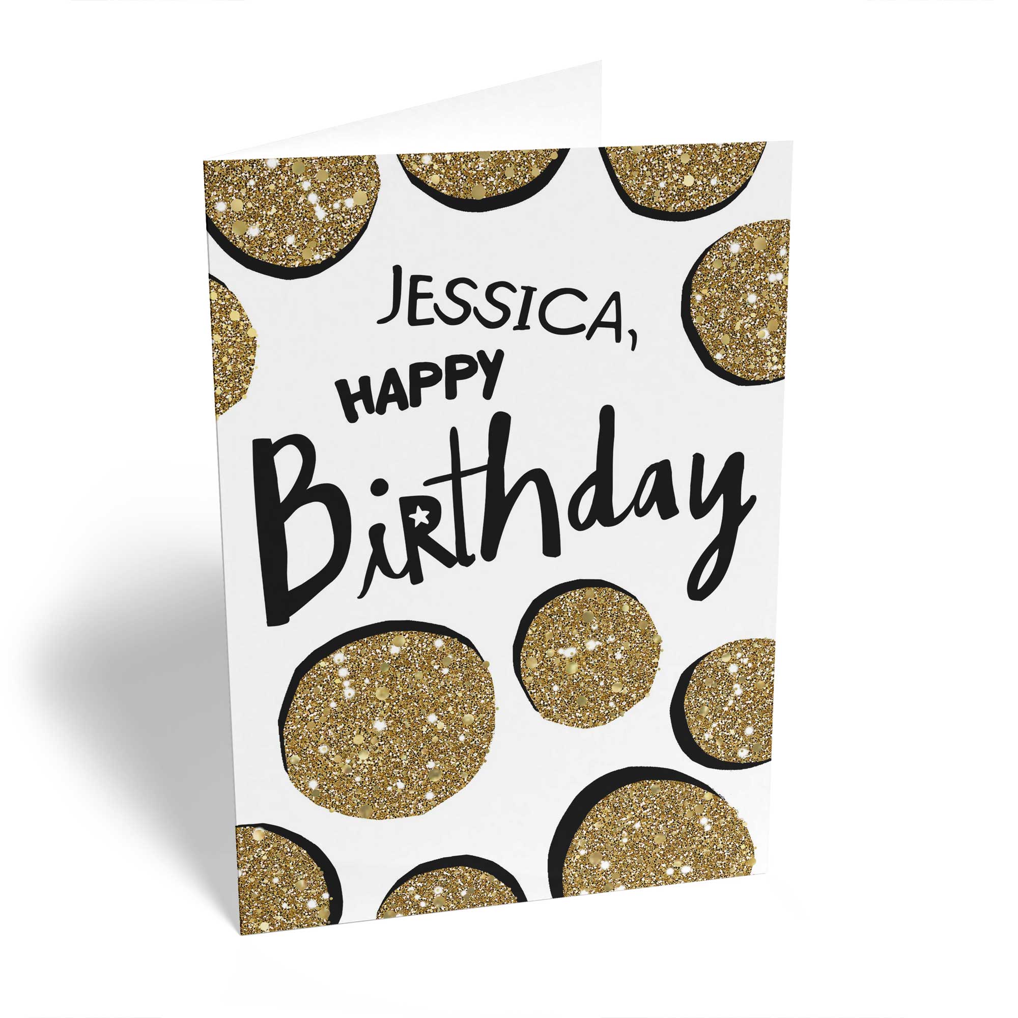 Contemporary Birthday Editable Glitter Effect Polka Dots