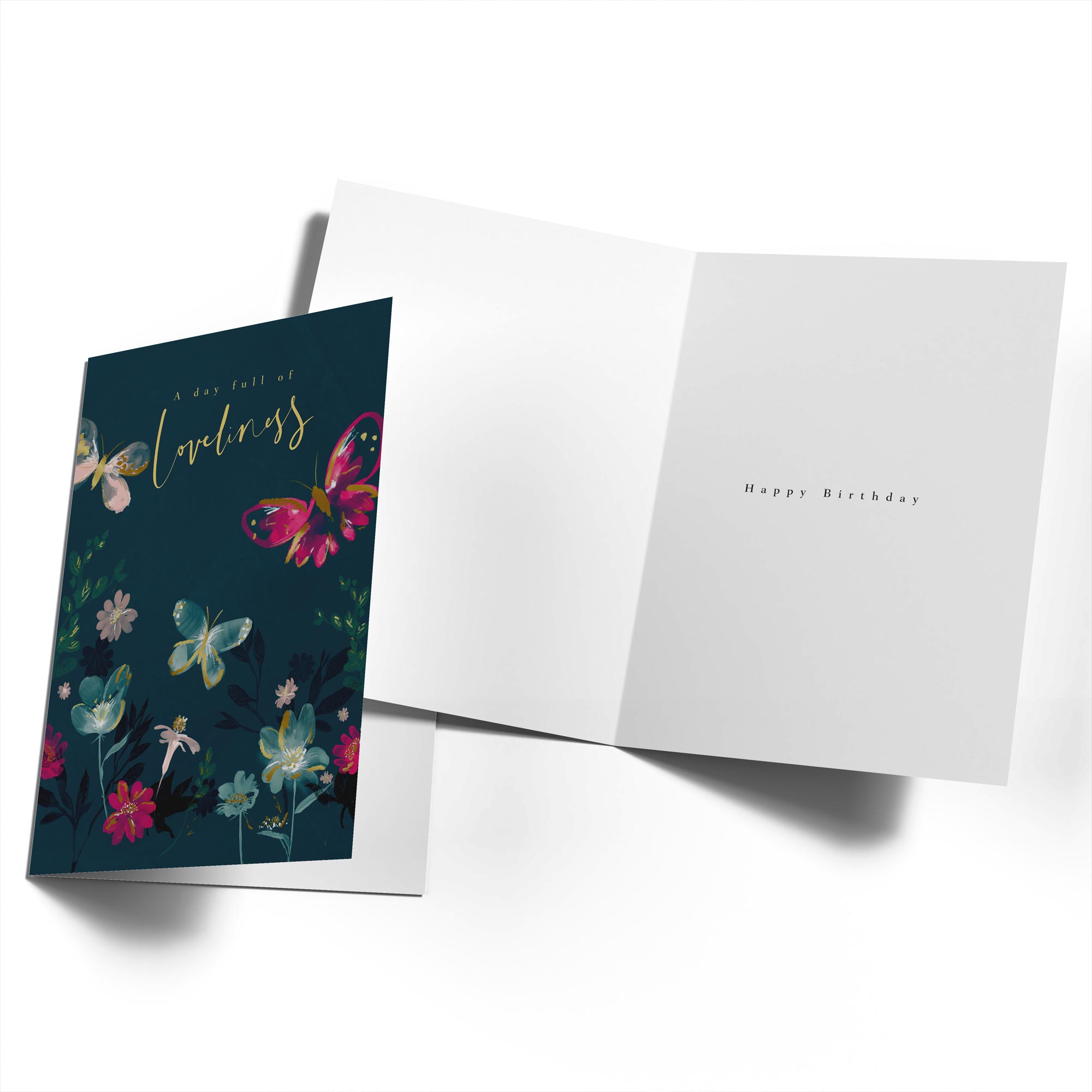 Classic Birthday Celebrate Elegant Illustrated Butterflies