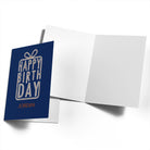 Contemporary Birthday Editable Silver Navy Present