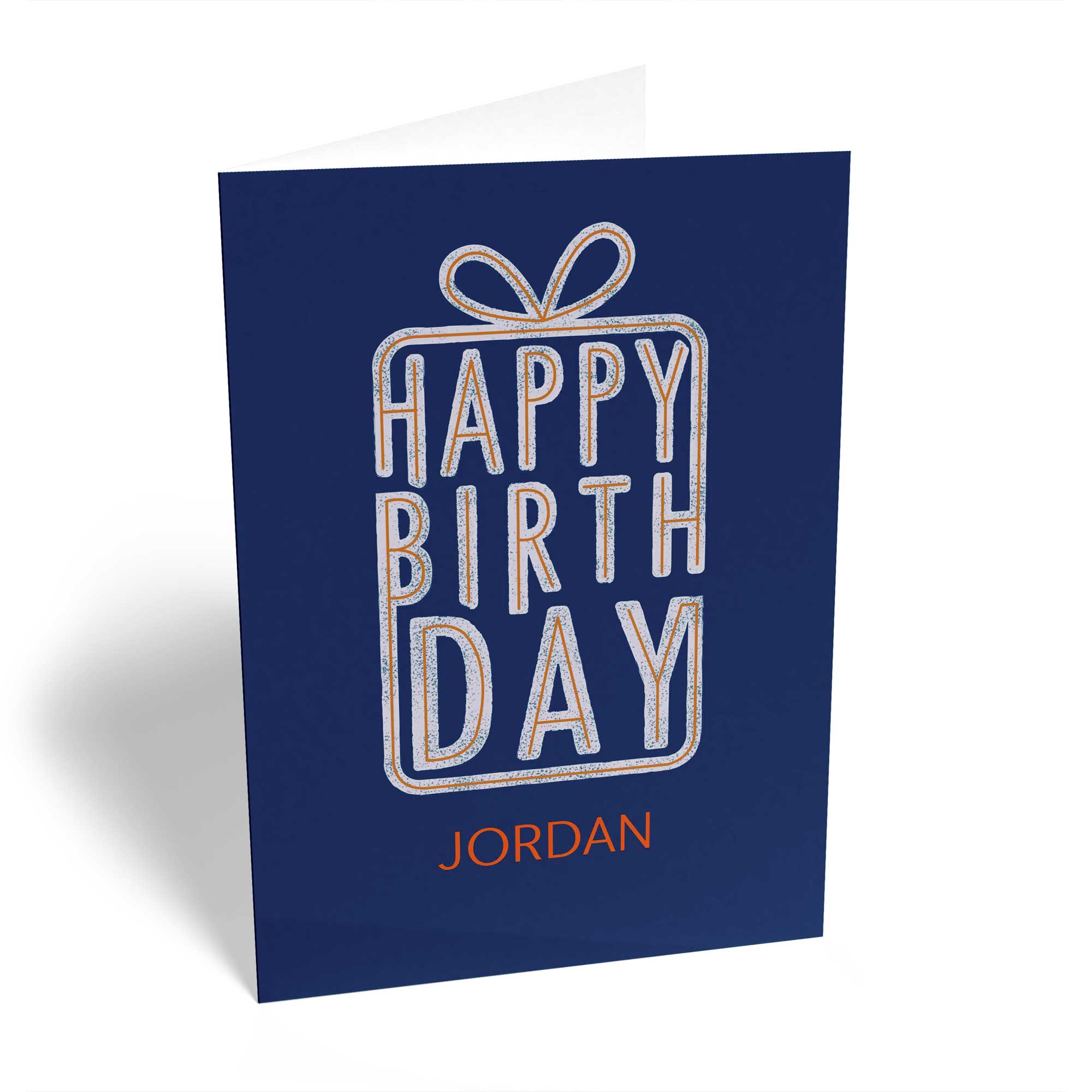 Contemporary Birthday Editable Silver Navy Present