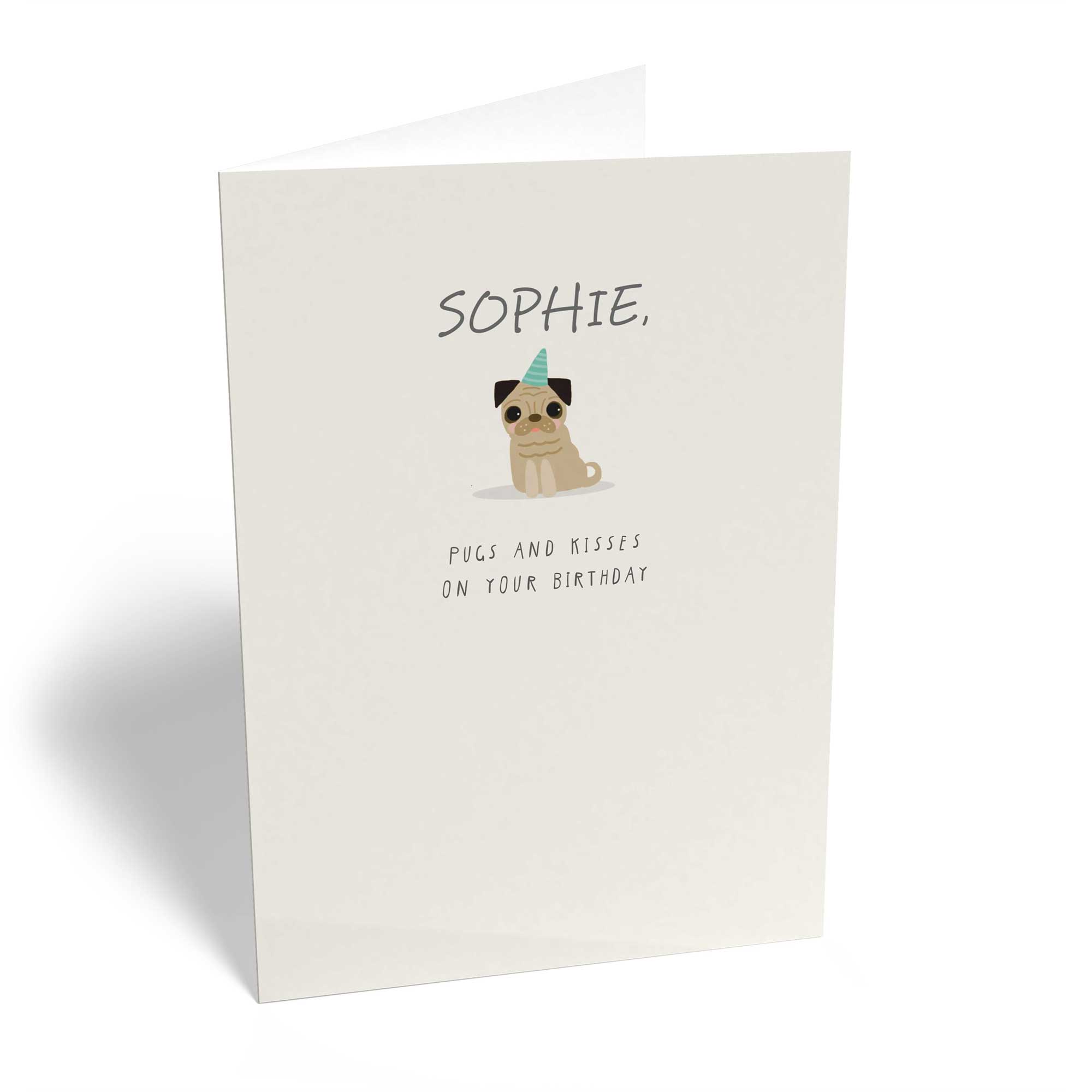 Cute Illustrated Editable Birthday Pugs And Kisses