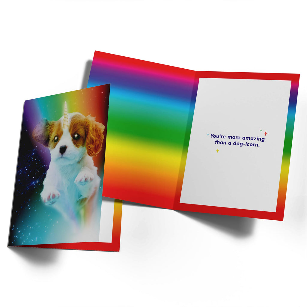 Funny Birthday Photographic Space Puppy Rainbow