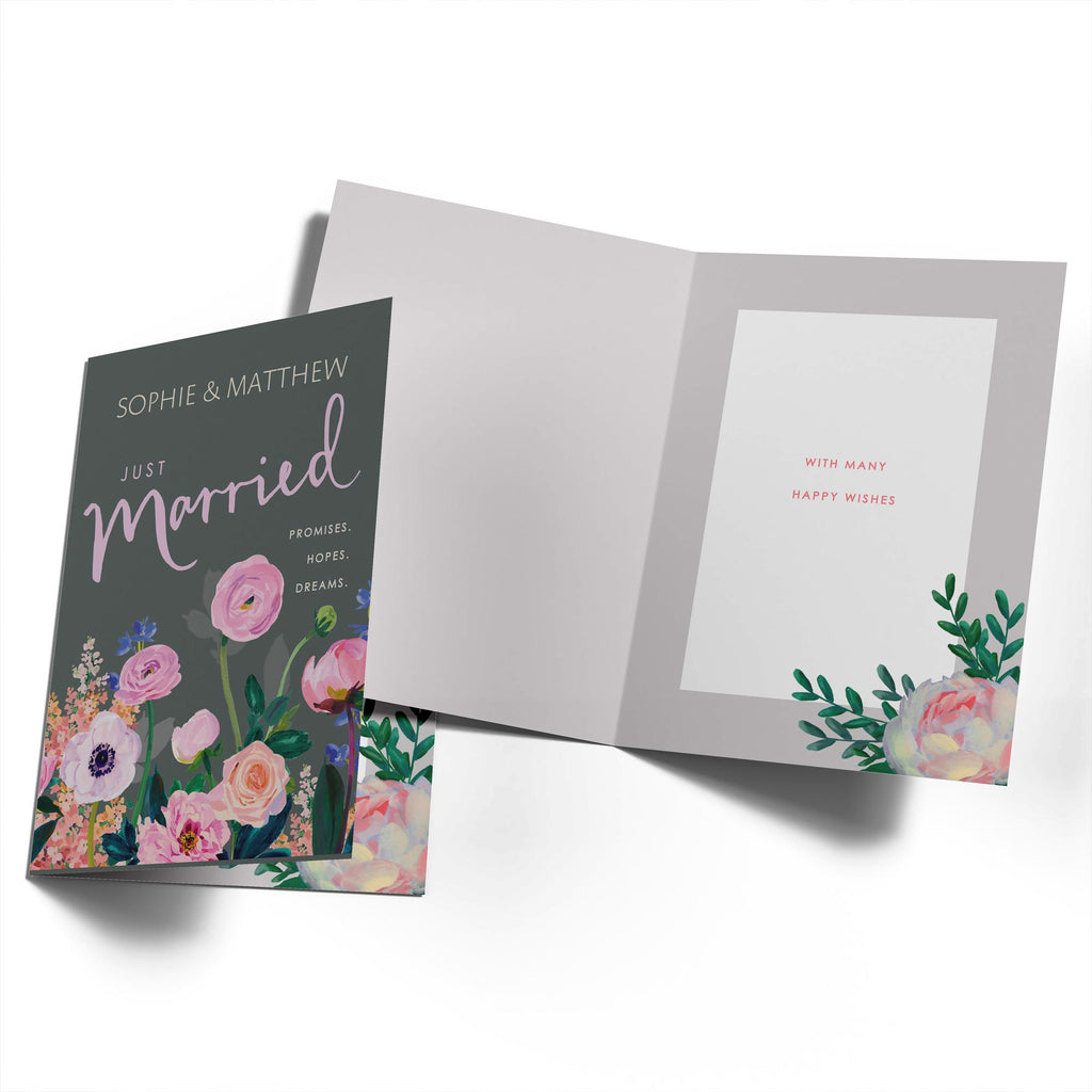 Classic Wedding Congrats Editable Married Floral