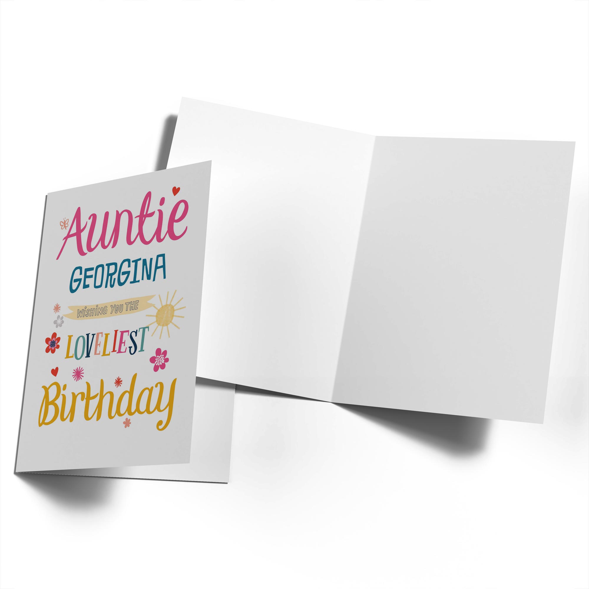 Contemporary Birthday Auntie Editable Sun Flowers