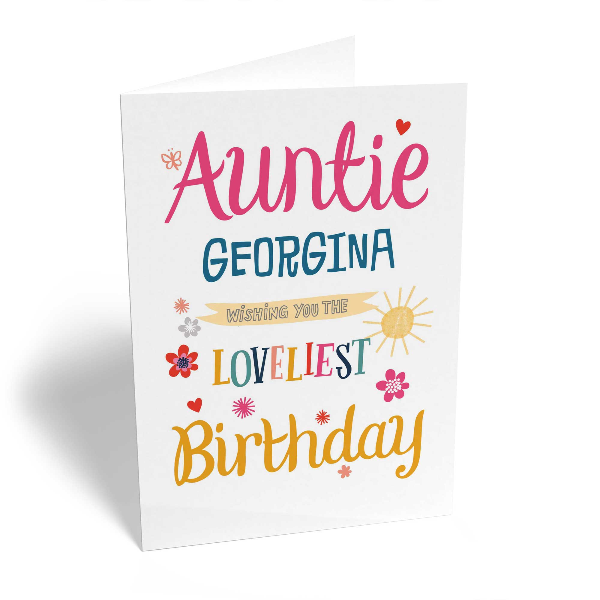 Contemporary Birthday Auntie Editable Sun Flowers