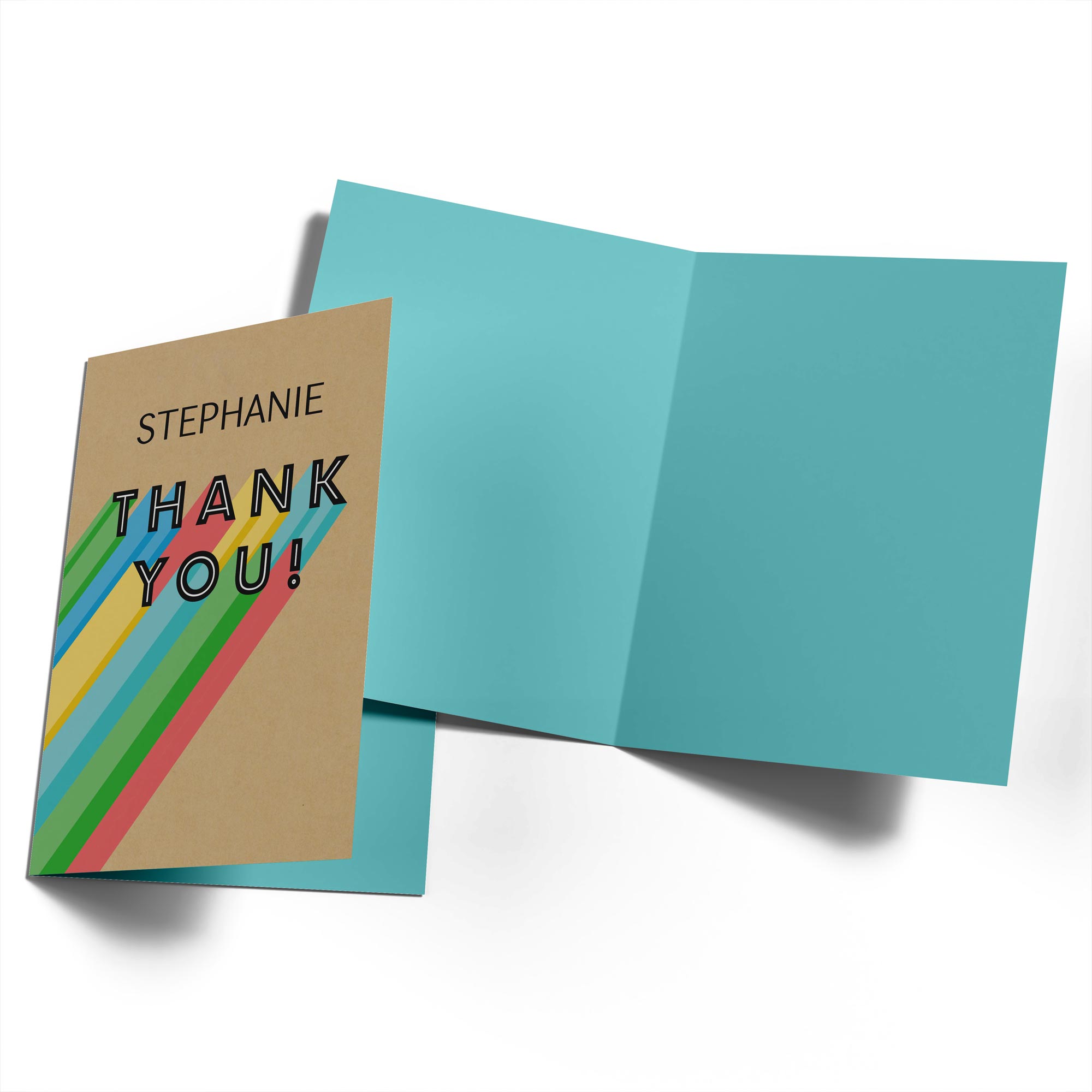 Contemporary Thank You Editable Rainbow Trail Text