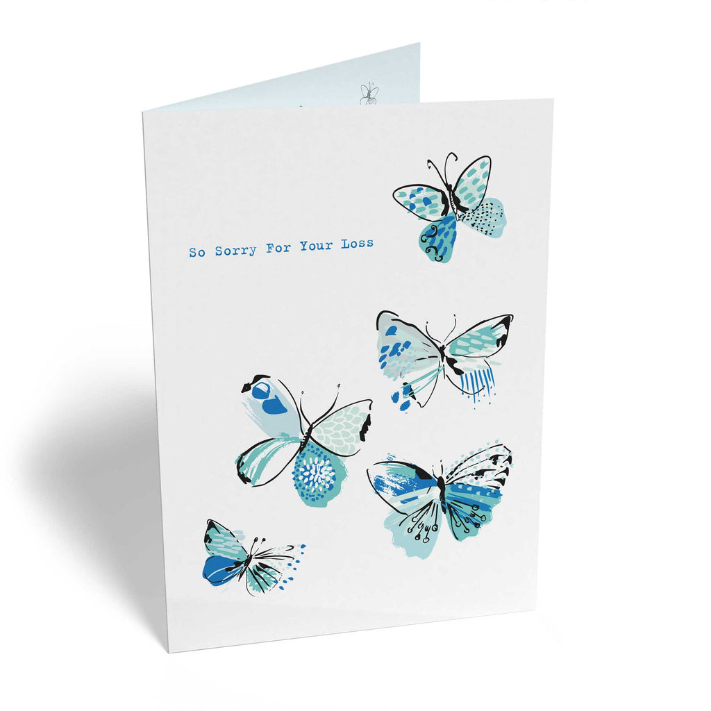 Classic Sympathy Illustrated Turquoise Butterflies