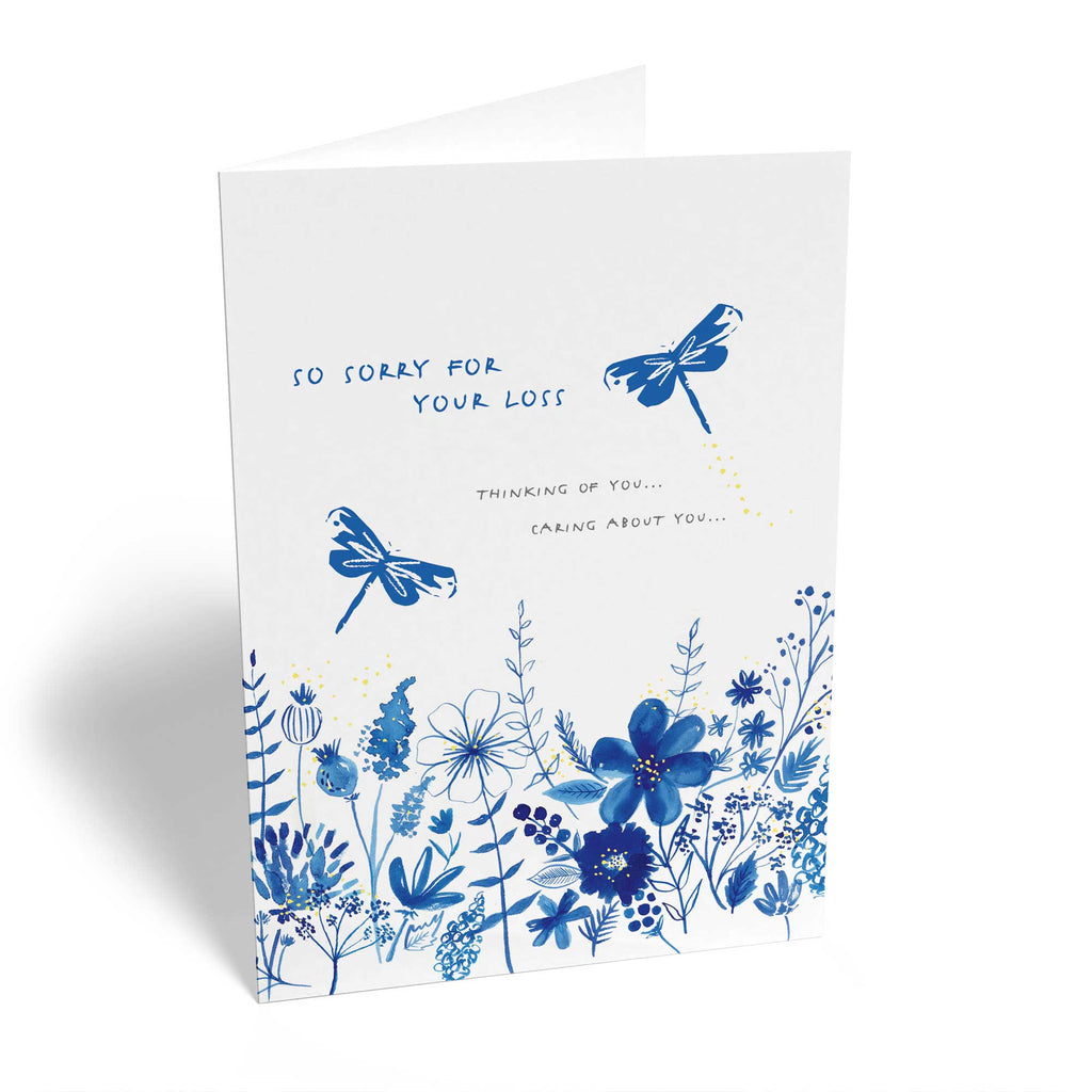 Classic Sympathy Dragonflies Blue Flowers