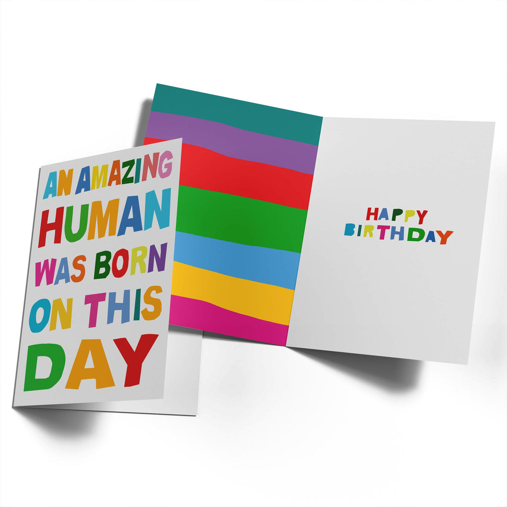 Contemporary Birthday Colourful Text Amaxing Human