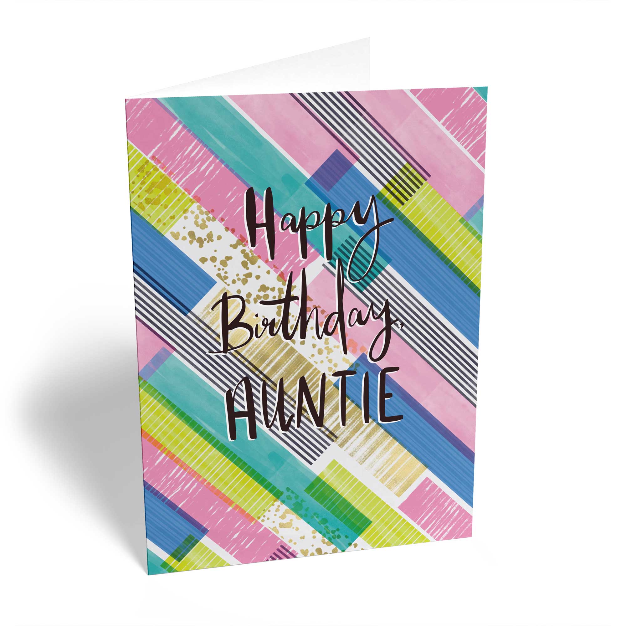 Contemporary Auntie Birthday Pastel Block Pattern