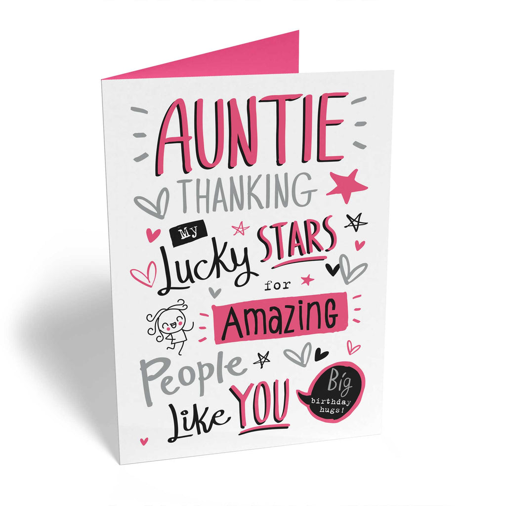 Funny Birthday Auntie Lucky Stars Text