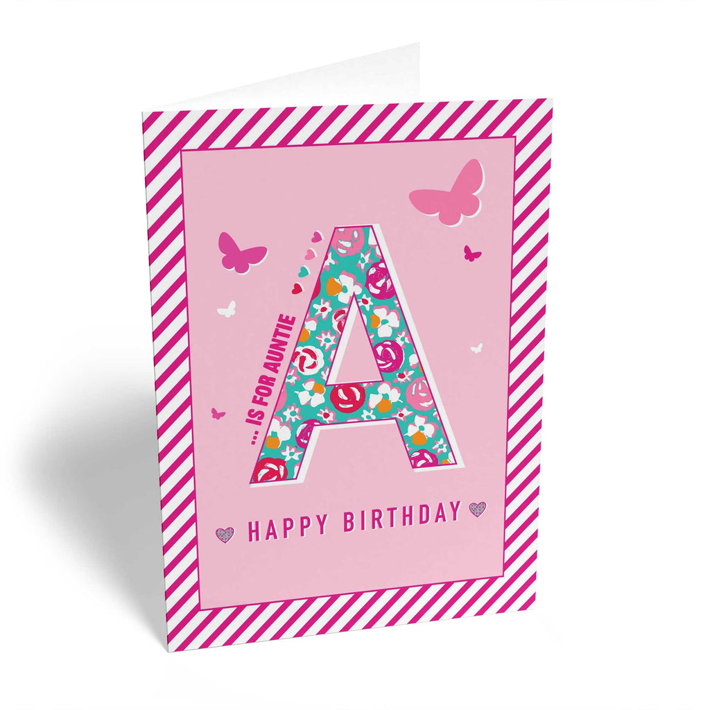 Classic Auntie Birthday Editable Floral Letter