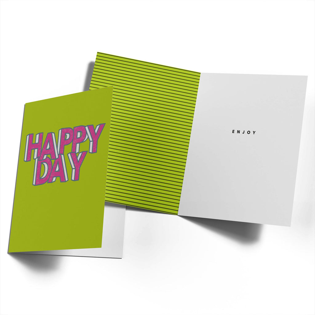 Contemporary Birthday Text Happy Day Green Pink