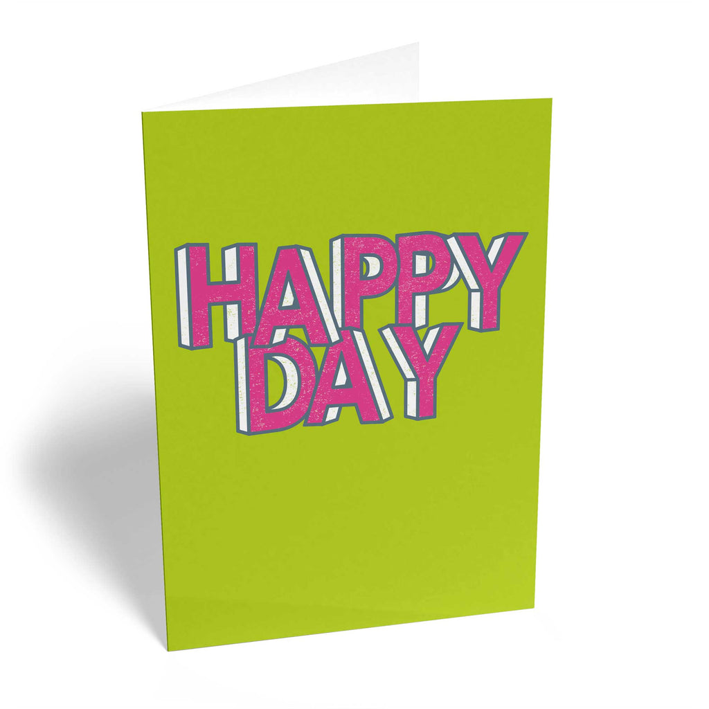 Contemporary Birthday Text Happy Day Green Pink
