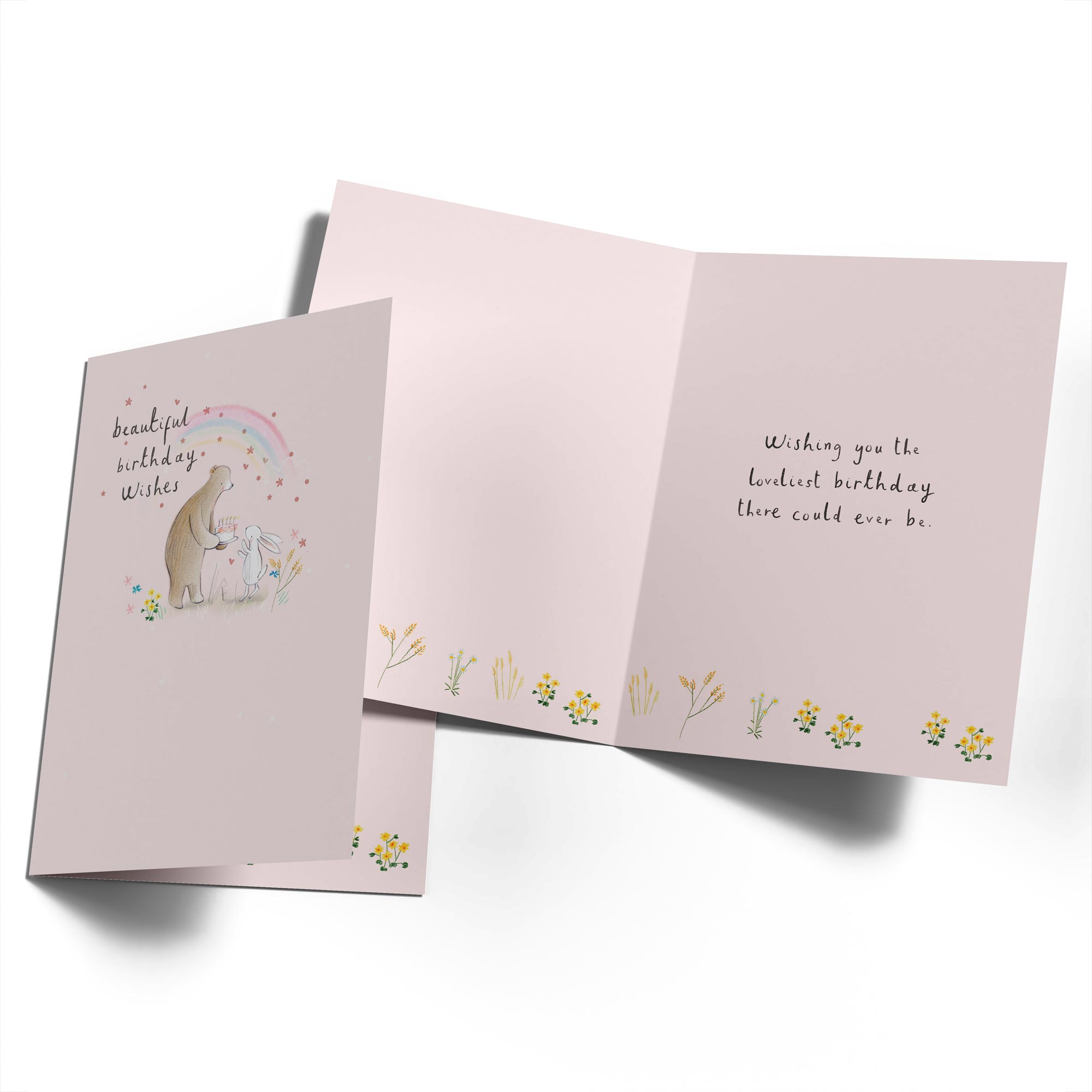 Cute Birthday Rainbow Bear Bunny Wishes