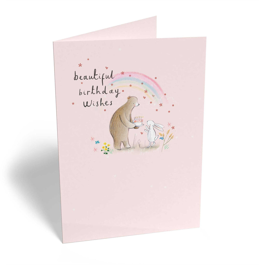 Cute Birthday Rainbow Bear Bunny Wishes