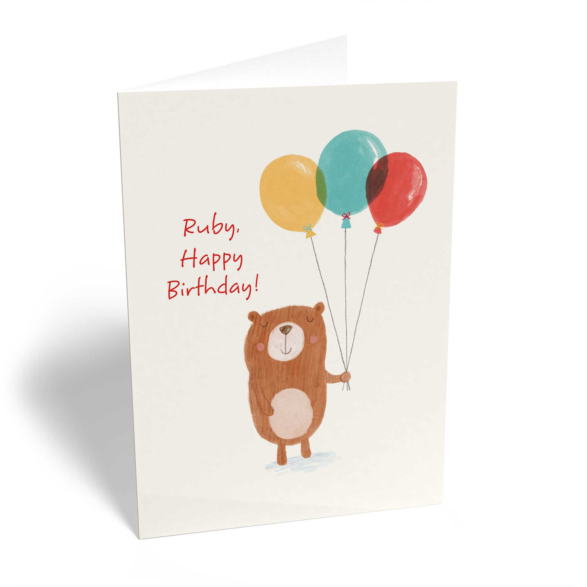 Personalised Editable Cute Bear And Balloons Birthday Card – Hallmark ...