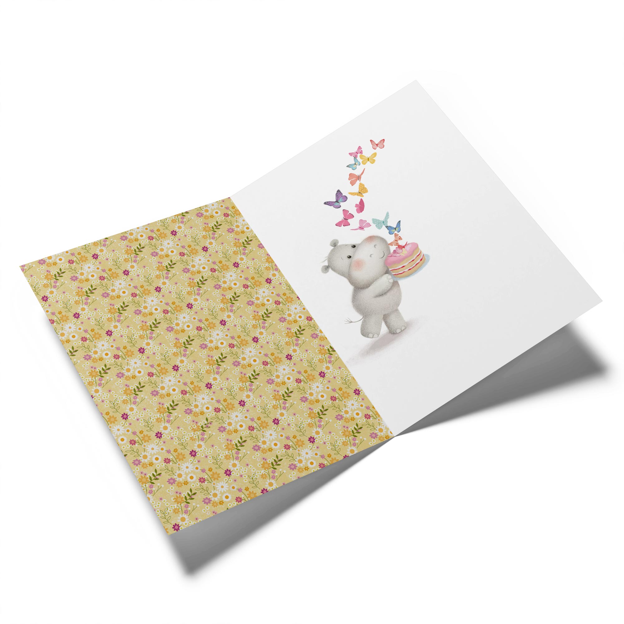 Cute Birthday Granddaughter Editable Hippo Flowers