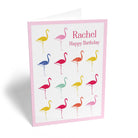 Contemporary Birthday Editable Colourful Flamingos