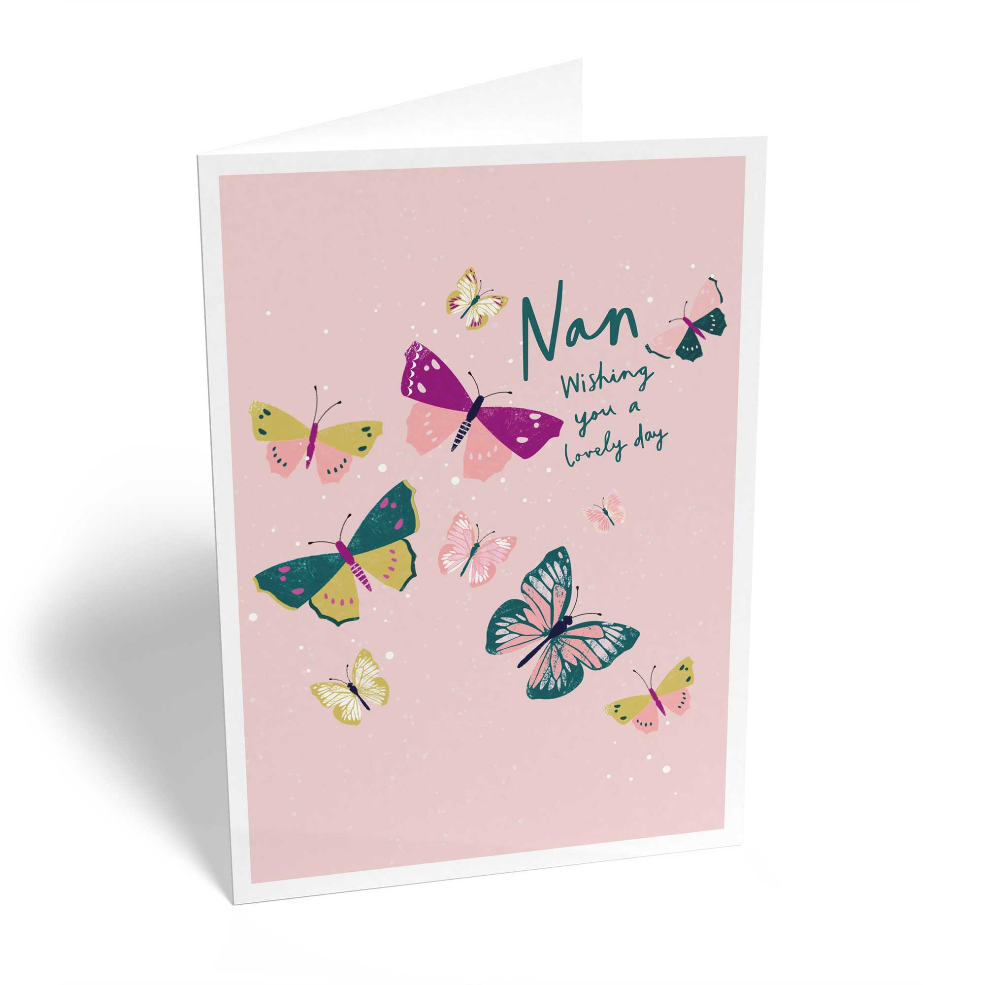 Classic Nan Birthday Butterflies Colourful Pink