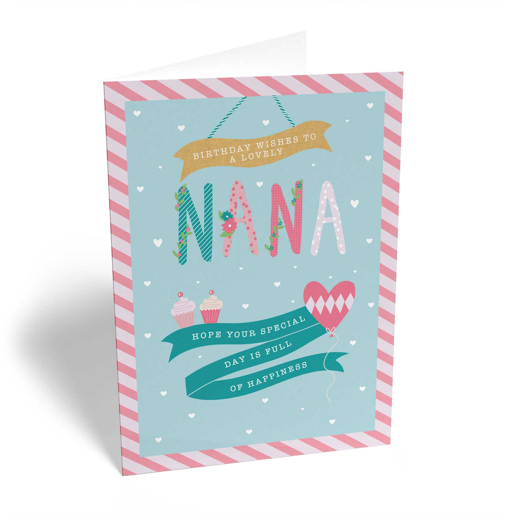 Classic Nana Birthday Text Heart Cupcakes