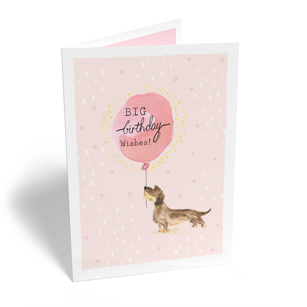 Cute Birthday Illustrated Dog And Balloon