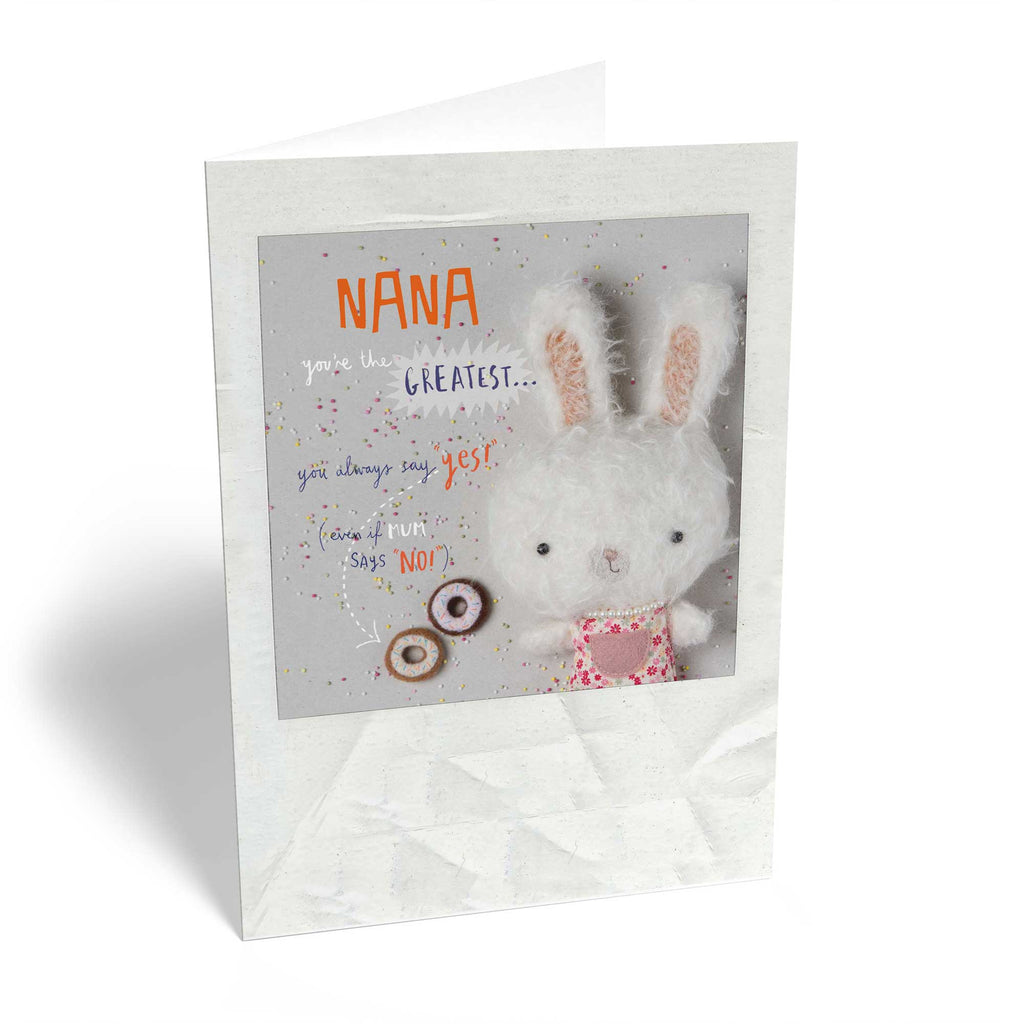 Cute Birthday Nana Editable Fuzzy Bunny Rabbit