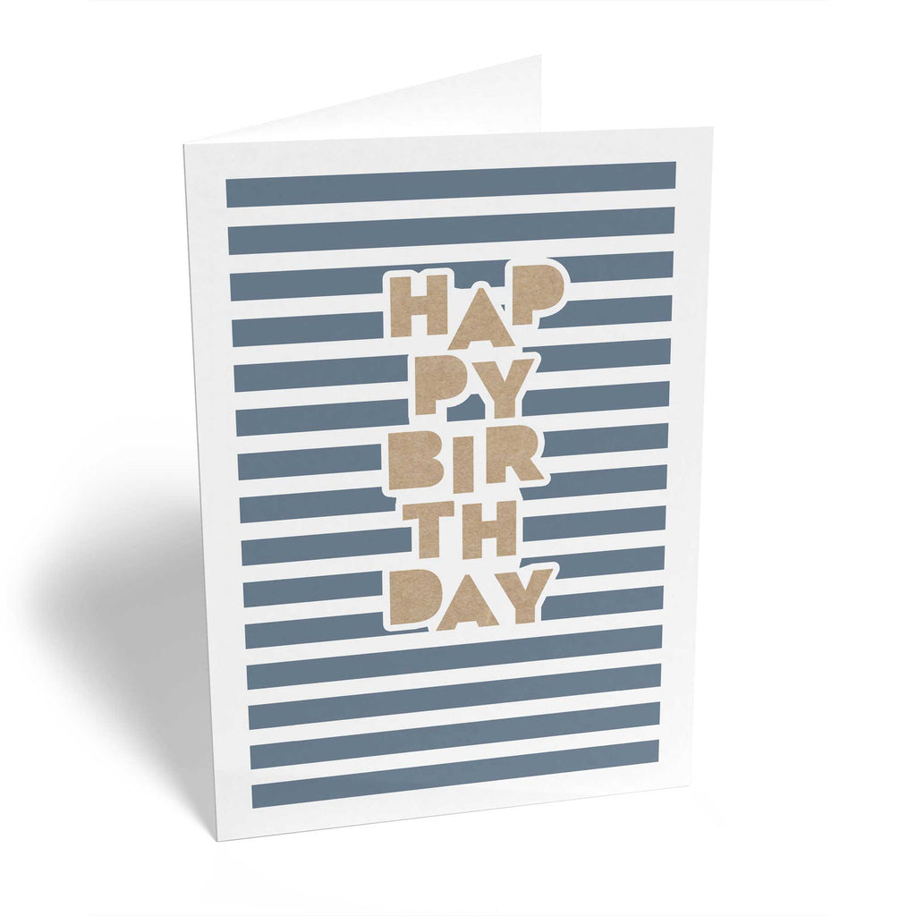 Contemporary Birthday Stripes Gold Text