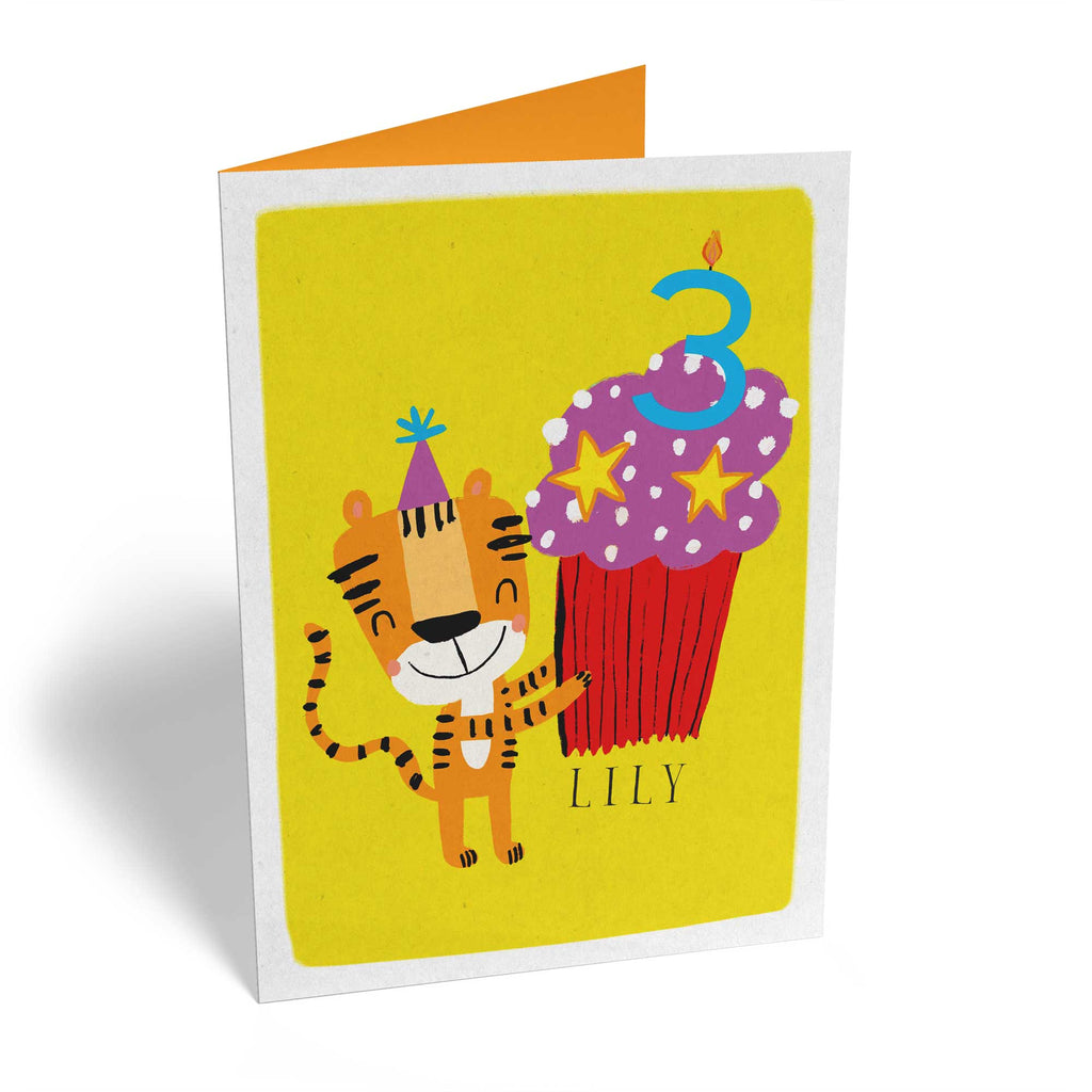 3rd Birthday Tiger Cupcake Colourful Custom