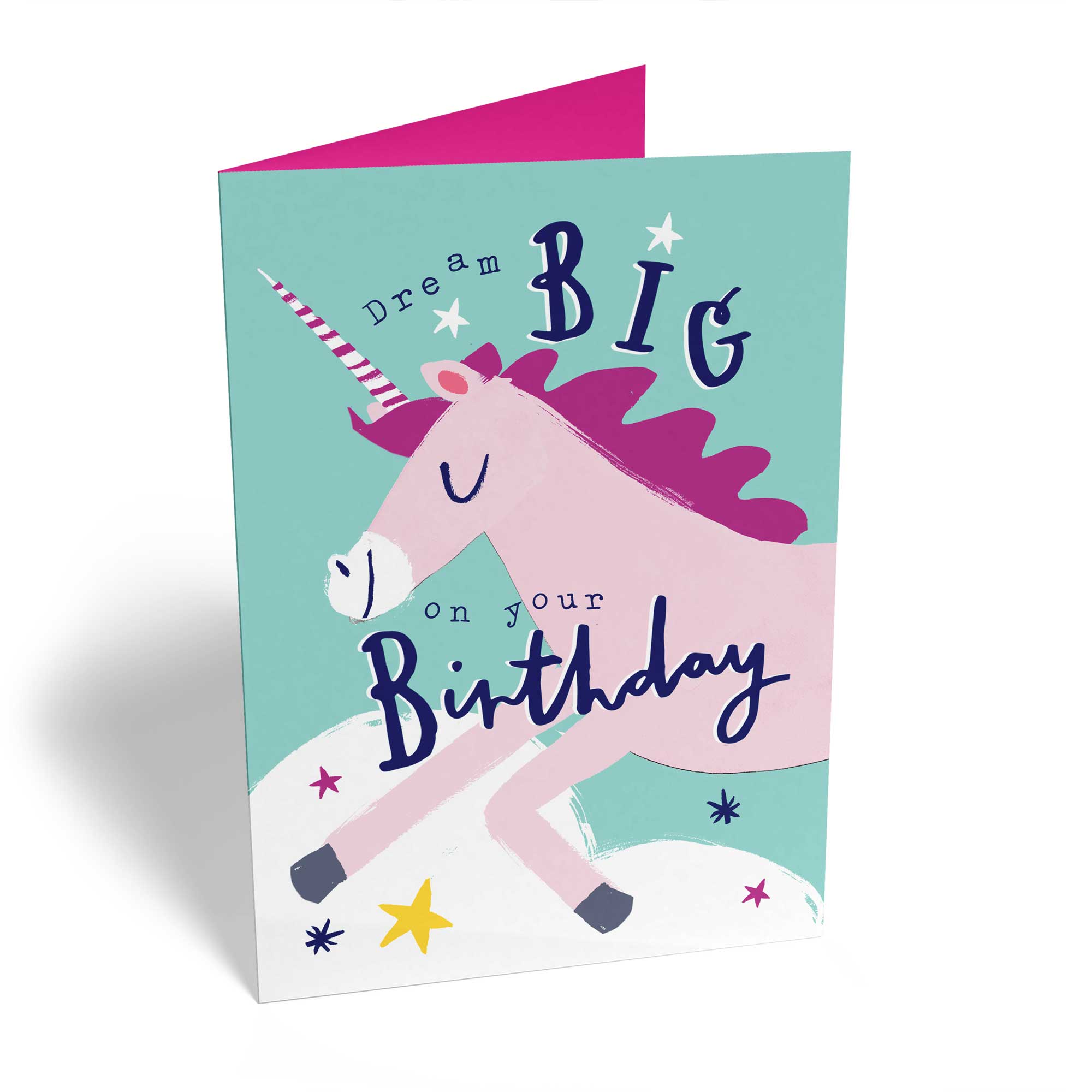 Fun Dream Big Unicorn Pink Kids Birthday