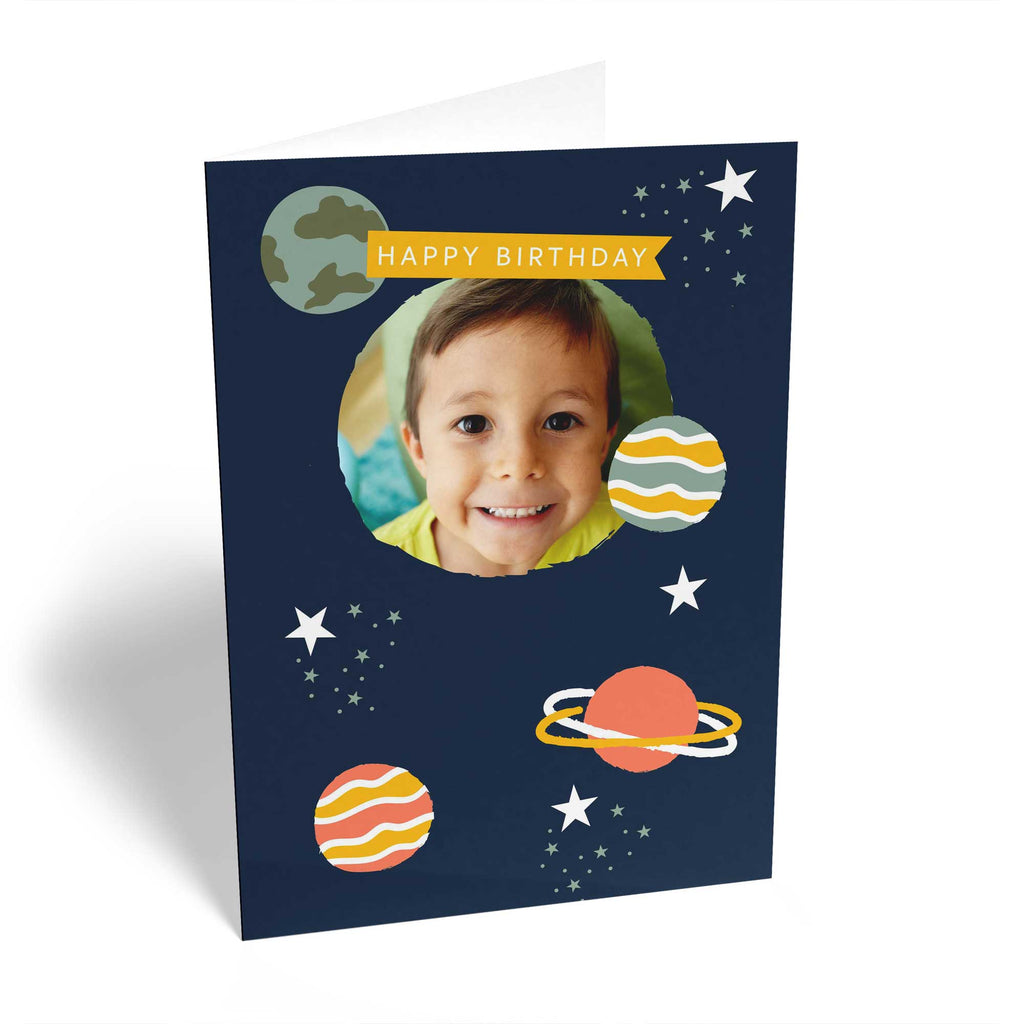 Space Custom Photo Kids Birthday Card