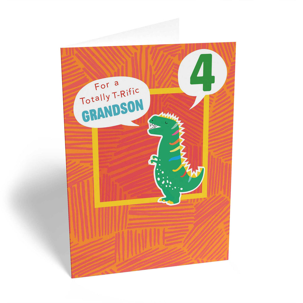 Grandson Dinosaur Custom Kids Birthday Card