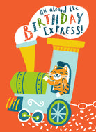 Cute Colourful Steam Train Tiger Kids Birthday