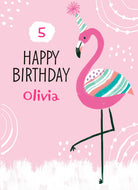 Contemporary Birthday Pink Flamingo Clouds