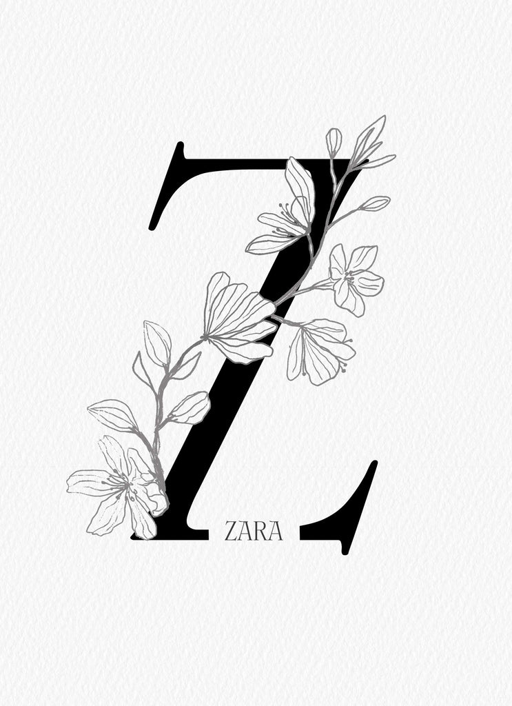 Contemporary Editable Initial Illustrated Letter Z