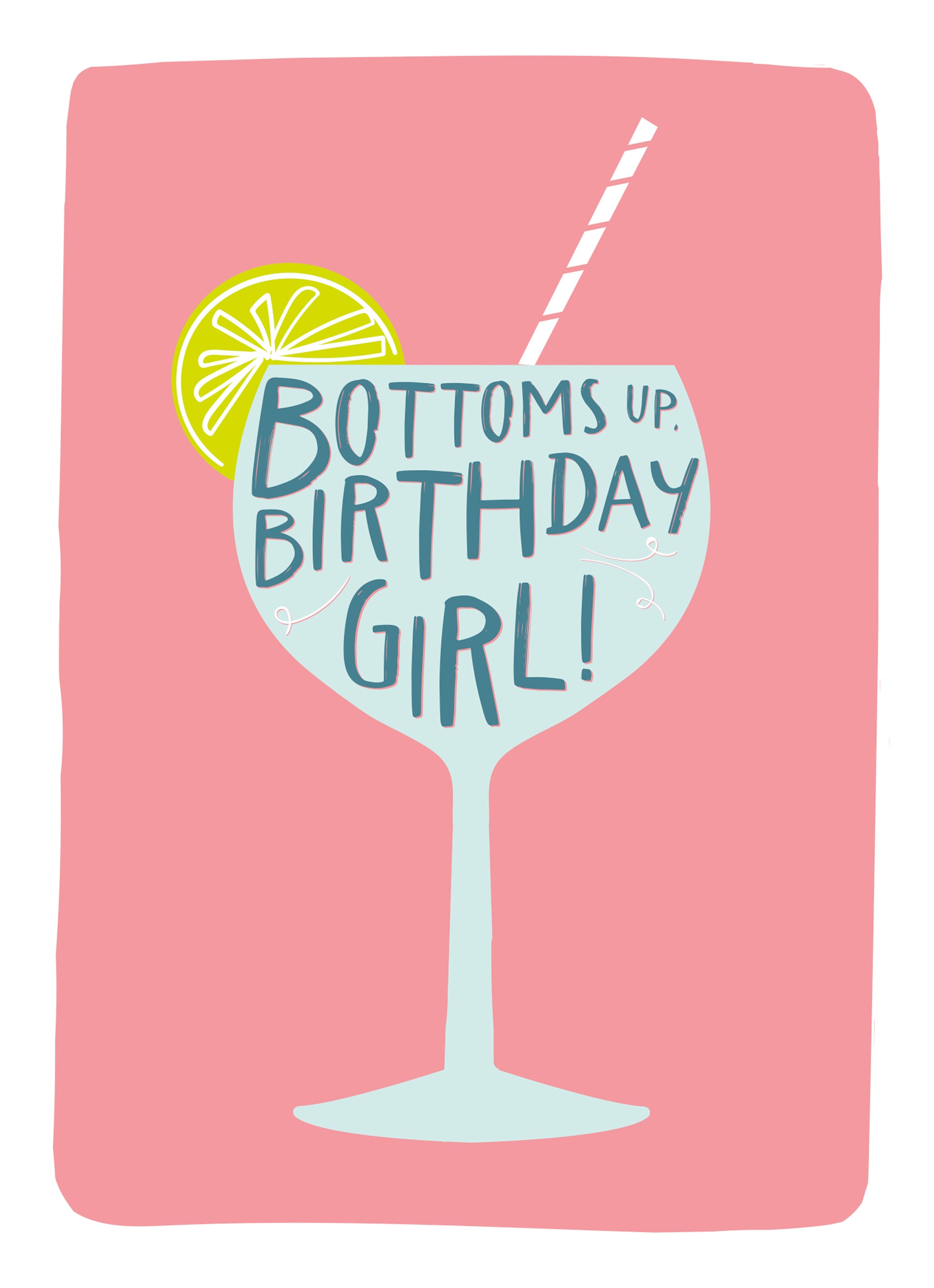 Contemporary Birthday Illustrated Cocktail Bottoms Up