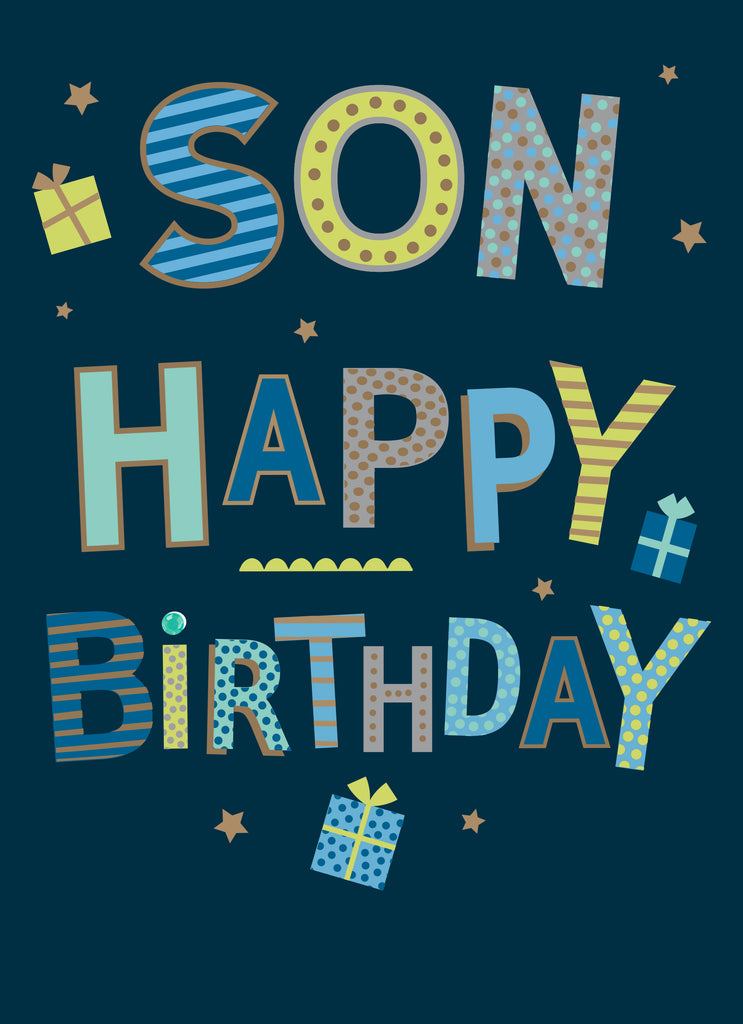 Son Happy Birthday Multicoloured Text