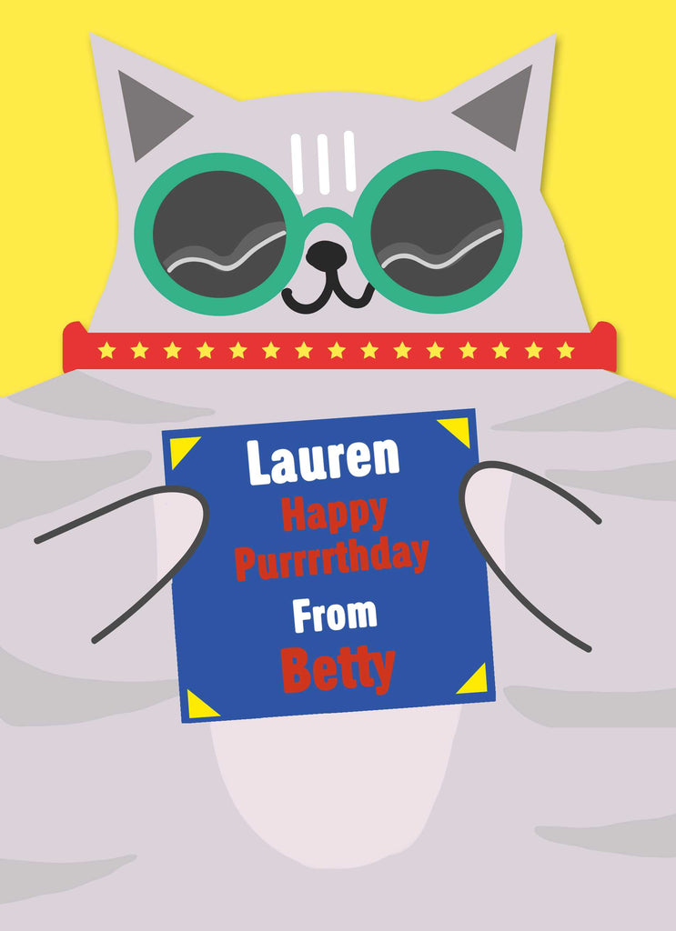 Cute Birthday Editable Quirky Cat Purrthday