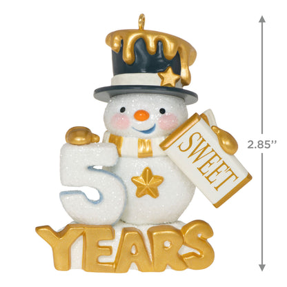 50 Sweet Years, Special Edition — Hallmark Keepsake Christmas Ornament featuring a glittery snowman holding a 'Sweet' sign.