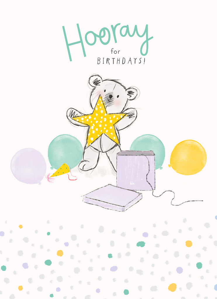 Cute Birthday Bear Star Hooray