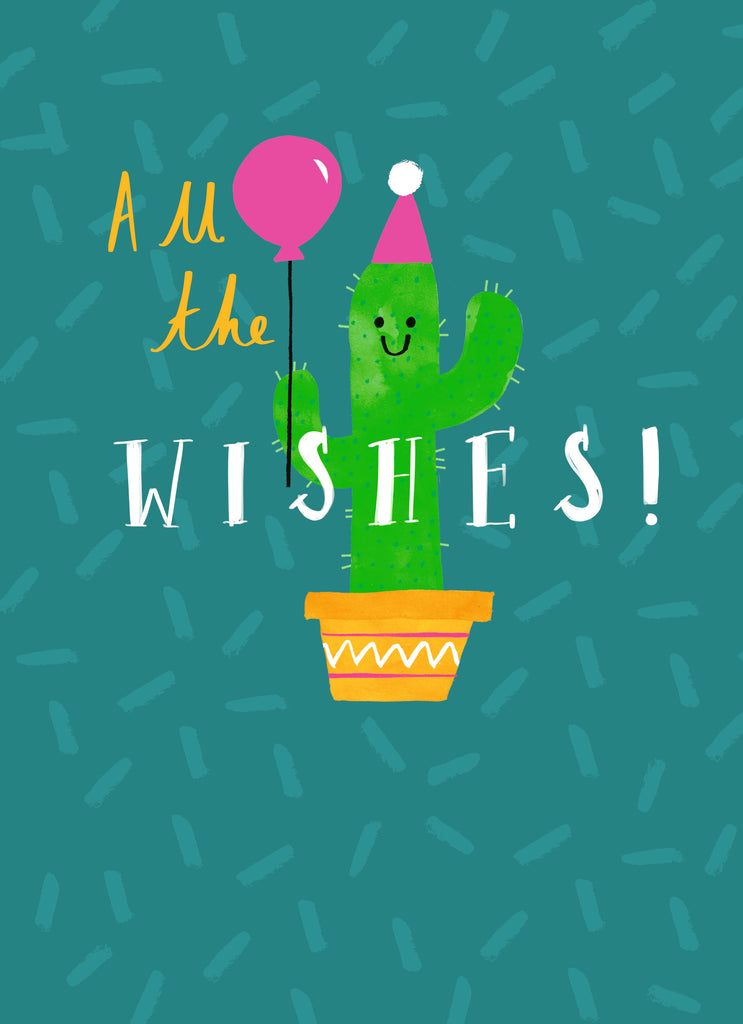 Cute Birthday Wishes Kids Cactus Balloon