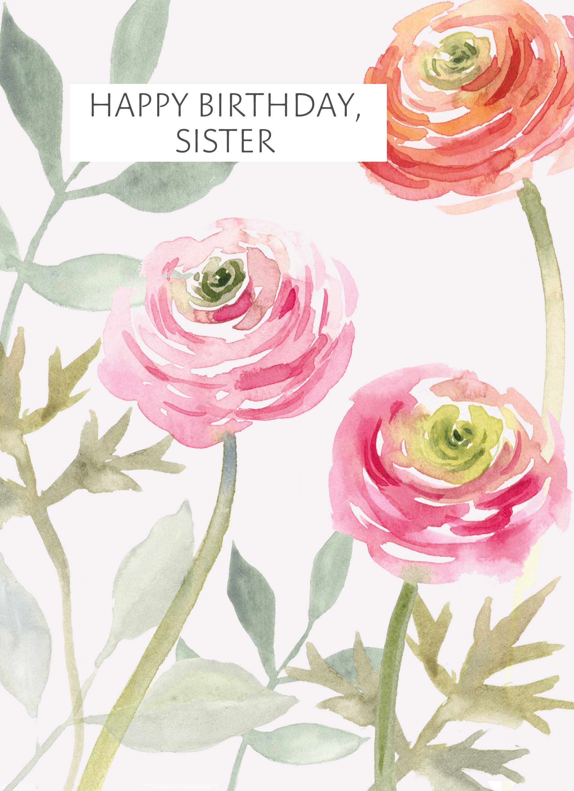 Sister Happy Birthday Traditional Editable Text Flowers