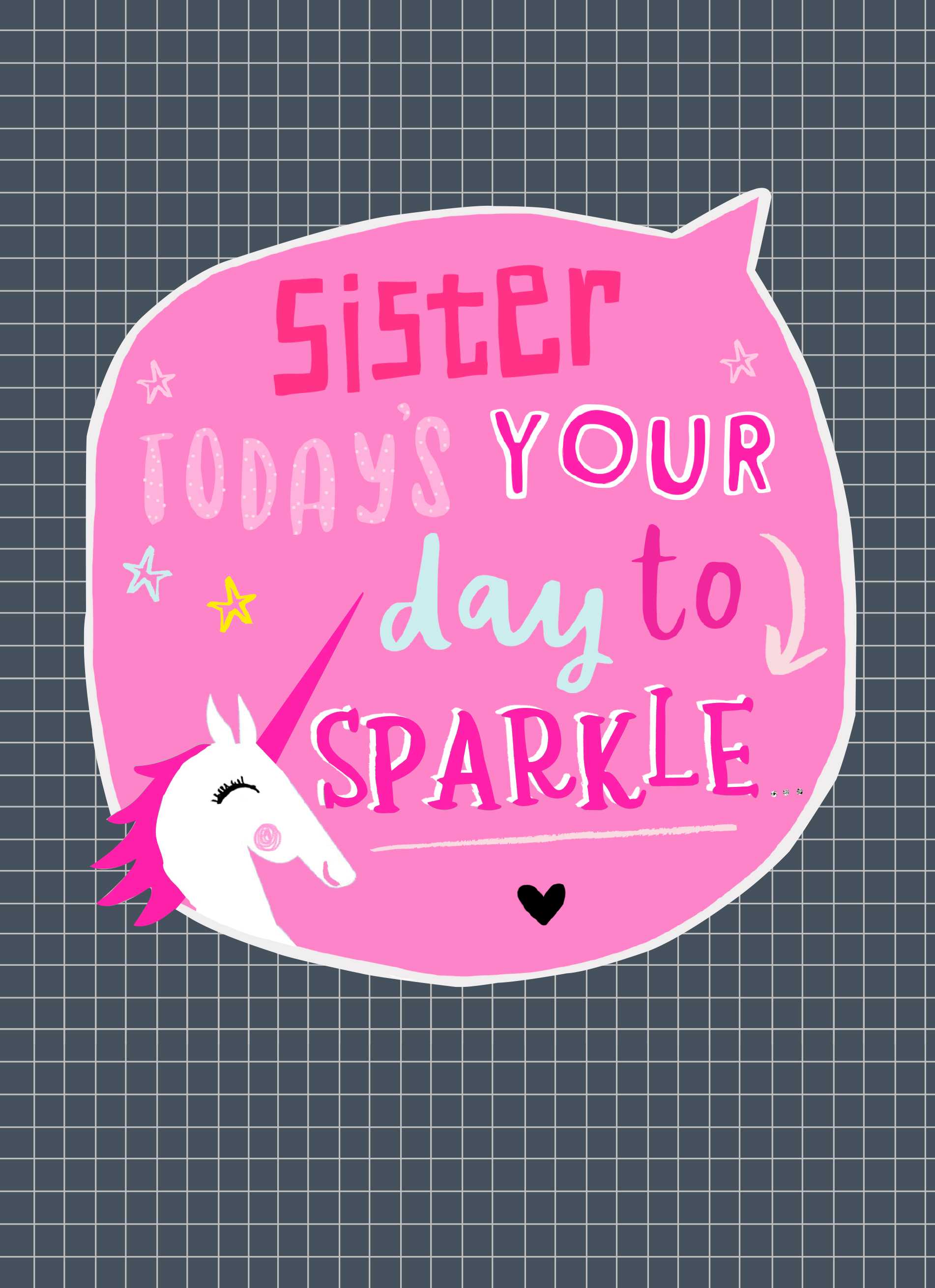 Sister Unicorn Speech Bubble Sparkle