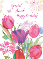 Traditional Birthday Aunt Editable Tulips