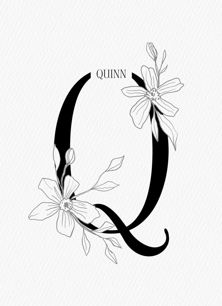 Contemporary Editable Initial Illustrated Letter Q