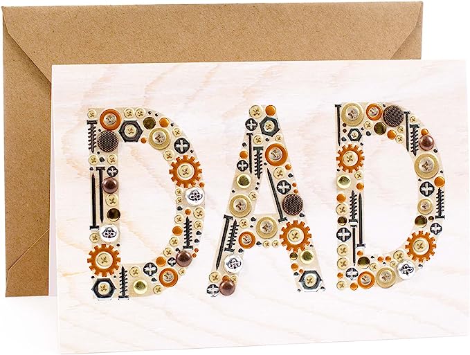 Hallmark Fathers Day Card or Birthday Card for Dad (Nuts and Bolts), White - Signature Wood