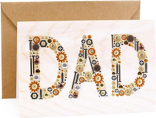 Hallmark Fathers Day Card or Birthday Card for Dad (Nuts and Bolts), White - Signature Wood