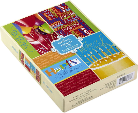 Hallmark Assorted Birthday Greeting Cards (Bright Icons, 12 Cards and Envelopes)